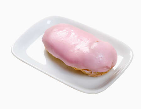 delicious cake with glaze  . Isolated on white の写真素材