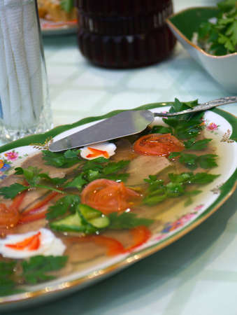 Aspic from meat .Shallow depth-of-fieldの写真素材