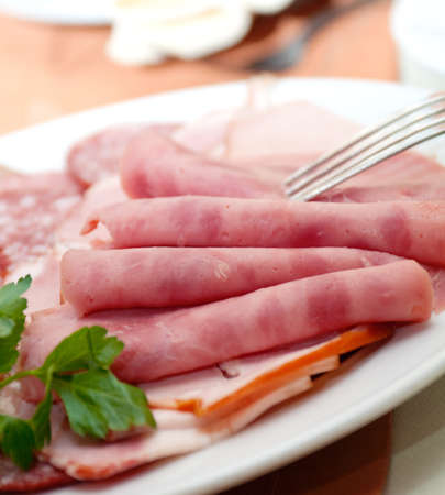 Beautiful sliced food arrangement. Shallow depth-of-fieldの写真素材