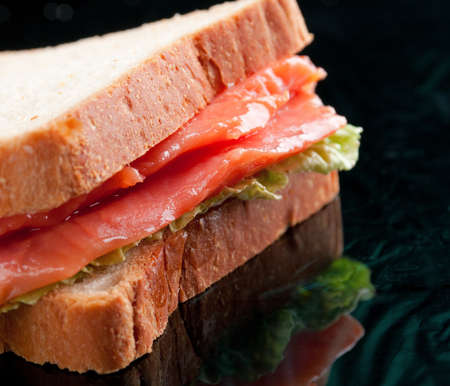 salmon  sandwiches. with reflection の写真素材