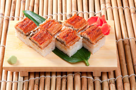 Japanese sushi  traditional japanese food.Roll made of Smoked eelの写真素材
