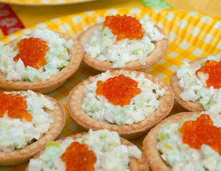    Tartlet with red caviar   . Shallow depth-of-fieldの写真素材