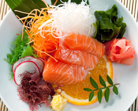 chinese  salad.Salmon with vegetablesの写真素材