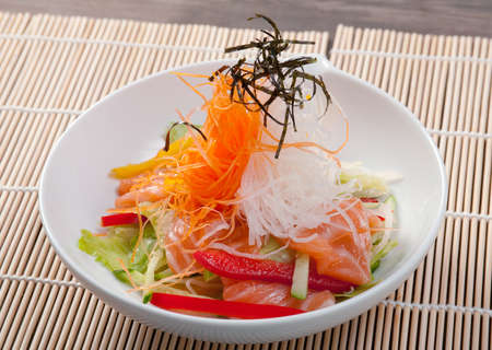 chinese  salad.Salmon with vegetables の写真素材