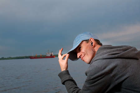  cool hip hop style dancer posing on background evening yardの写真素材