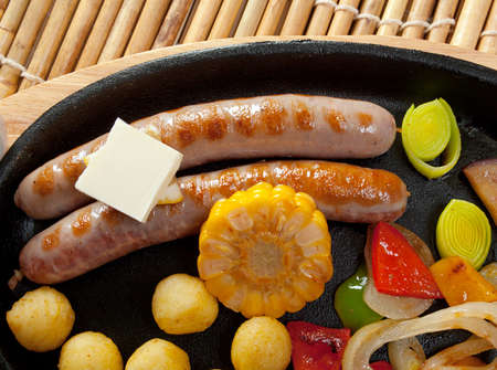 Japanese cuisine .Sausage making roasted with vegetableの写真素材