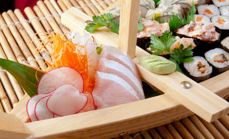 Assorted sushi Japanese food on the ship   traditional japanese food.の写真素材