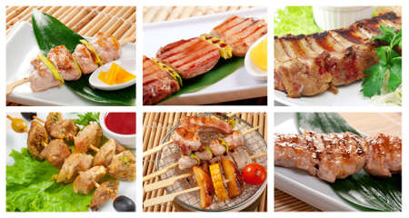 Food set of different  skewered の写真素材
