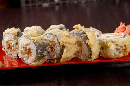 Japanese sushi . traditional japanese food .Roll made of roasted fishの写真素材