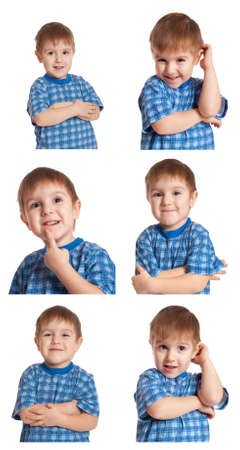  Set  Mischievous Boy.isolated on white backgroundの写真素材