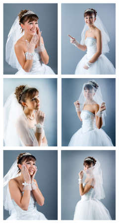  set bride dressed in elegance white weddingの写真素材