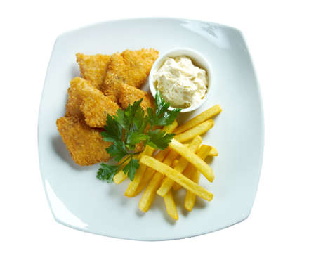 chinese cuisine . salmon croquettes..isolated on white background