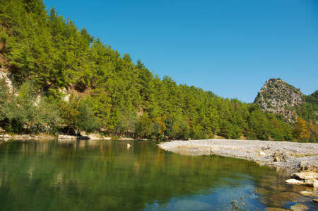 mountain river.  Turkey.Castle Alarahan Antalya Turkeyの写真素材