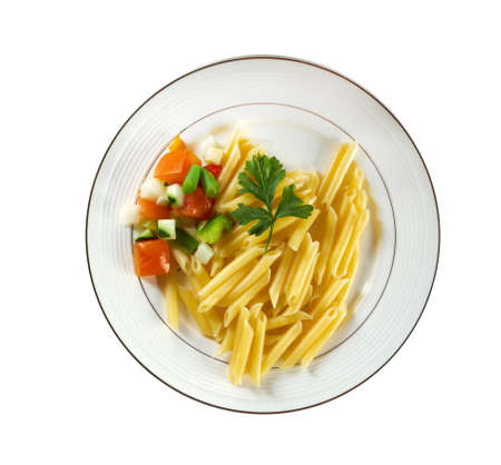 delicious macaroni pasta isolated  on white background の写真素材