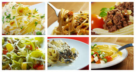 Food set of different  italian pasta. collageの写真素材