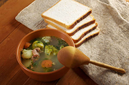 italian  farm-style country vegetables  soup with broccoli の写真素材
