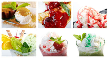 Food set of different  sweet dessert. collageの写真素材
