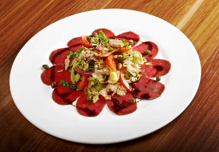 Beef carpaccio with vegetable.shallow DOFの写真素材