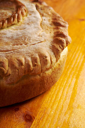 fish pie  with codfish and halibut.closeup.coulibiac の写真素材