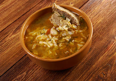 Cabbage soup with meat .farm-styleの写真素材