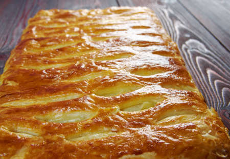 Home cake with  cabbage and egg . closeup