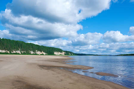 Pinega River in Arkhangelsk region, northern Russia.Golubinoの写真素材