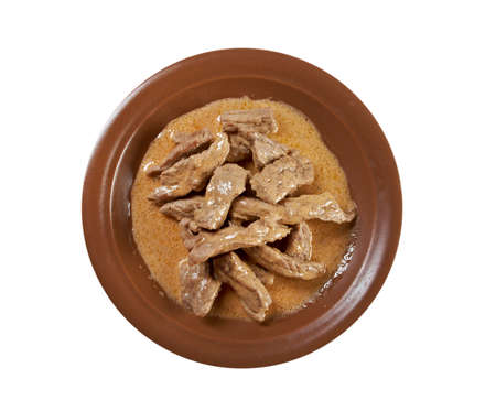 Beef Stroganoff  closeup . farm-style,farmhouse kitchen,.isolatedの写真素材