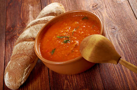 Italian tomato soup or Pappa al Pomodoro farm-styleの写真素材