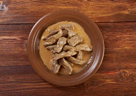 Beef Stroganoff  closeup . farm-style,farmhouse kitchen,の写真素材