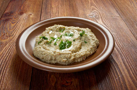 fresh homemade  Baba Ghanoush .Traditional Lebanese . Mediterranean food.farm-styleの写真素材