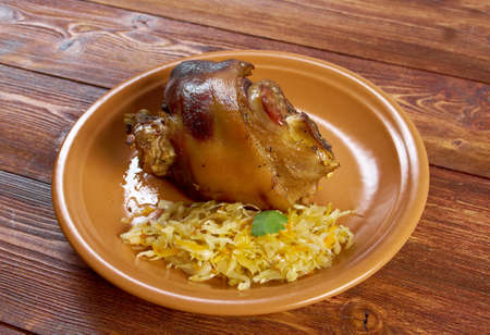 Berliner Eisbein.grilled knuckle of pork with sauerkraut の写真素材