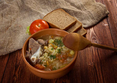 Russian national cabbage soup - stchi  with beef.arm-styleの写真素材