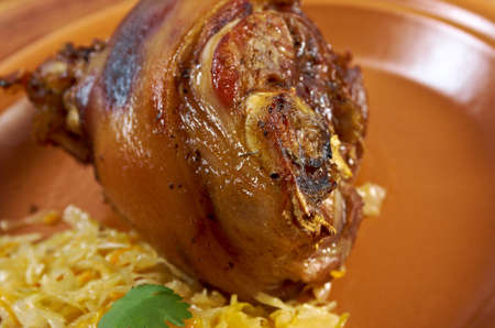 Berliner Eisbein.grilled knuckle of pork with sauerkraut の写真素材
