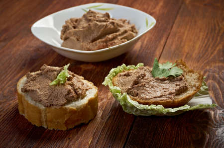 slice of bread with pate  farmhouse,home-styleの写真素材