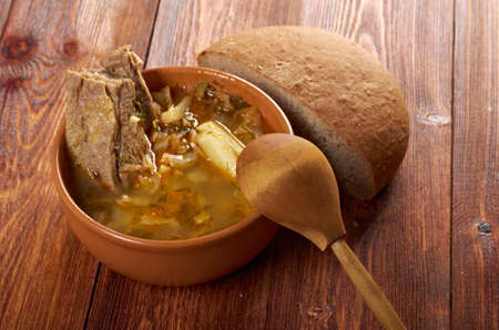 Cabbage soup with meat .farm-styleの写真素材