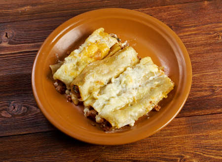 Cannelloni with beef ragu and topped with bechamel sauce.farmhouse kitchenの写真素材