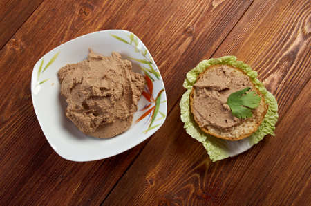 slice of bread with patÐ±.farmhouse,home-style