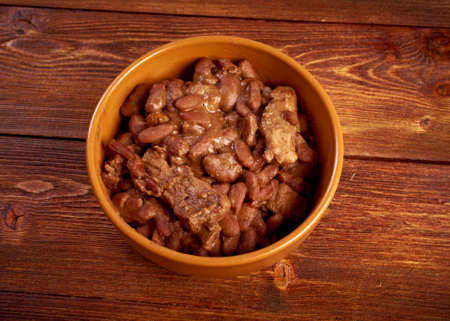 bowl of boston baked beans. closeup country cuisineの写真素材