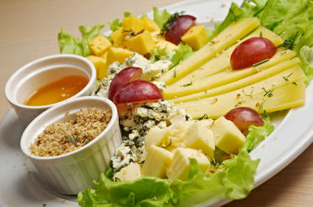 Various types of cheese with empty spaceの写真素材