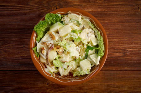 Waldorf salad made of fresh apples, celery and walnuts.farm-styleの写真素材