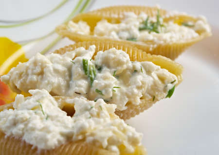  Conchiglioni rigati stuffed  cheese.の写真素材