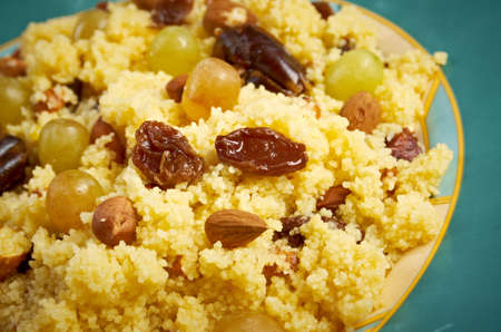 Mesfouf  is an Algerian and Tunisian dish. Citrus Couscous Salad の写真素材