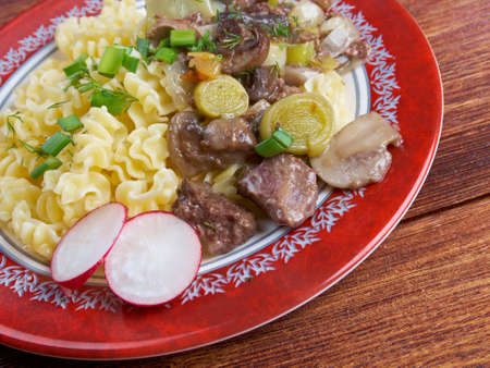 Radiatori - Pasta  italian cuisine with beef and mushroomsの写真素材