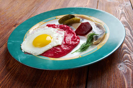 Labskaus - culinary specialty from Northern Germany and in particular from the cities of Bremen, LÃ¼beck, and Hamburg.の写真素材