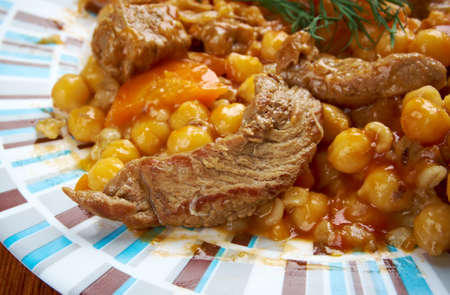 Cholent or Hamin - is a traditional Jewish stew. basic ingredients of cholent are meat, potatoes, beans and barley.の写真素材
