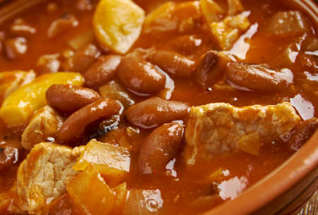 Frijoles Charros - traditional Mexican dish. by pinto beans stewed with onion, garlic, and bacon.の写真素材