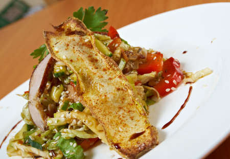 Salad with beef und baconの写真素材