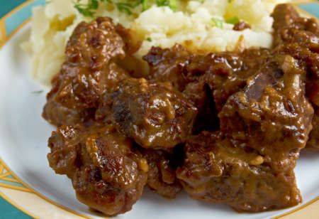 carbonnade de boeuf a la Flamande  with mashed potatoes. の写真素材