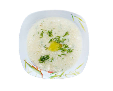 Stracciatella -  Italian food. Stracciatella alla romana is an egg drop soup which is popular around Rome in the Lazio region of central Italyの写真素材