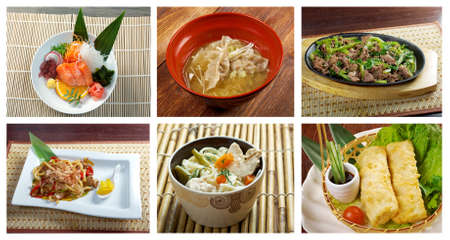 Food set of different chinese cuisine . collageの写真素材
